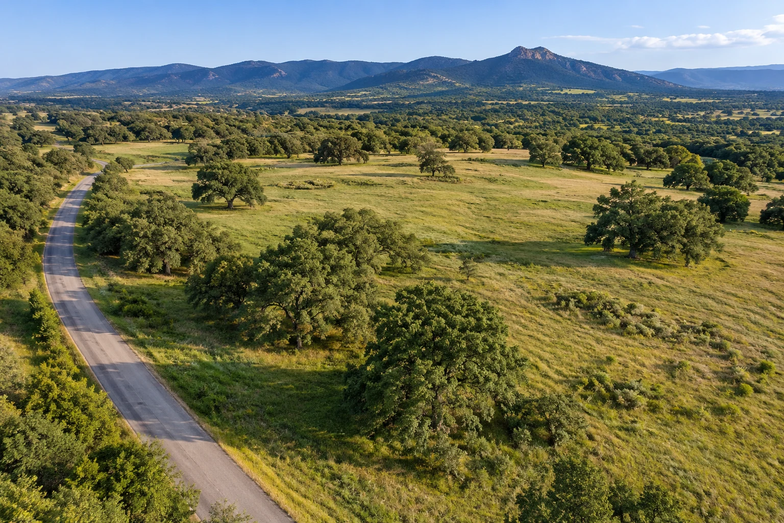 Illustrative aerial view of rural residential acreage